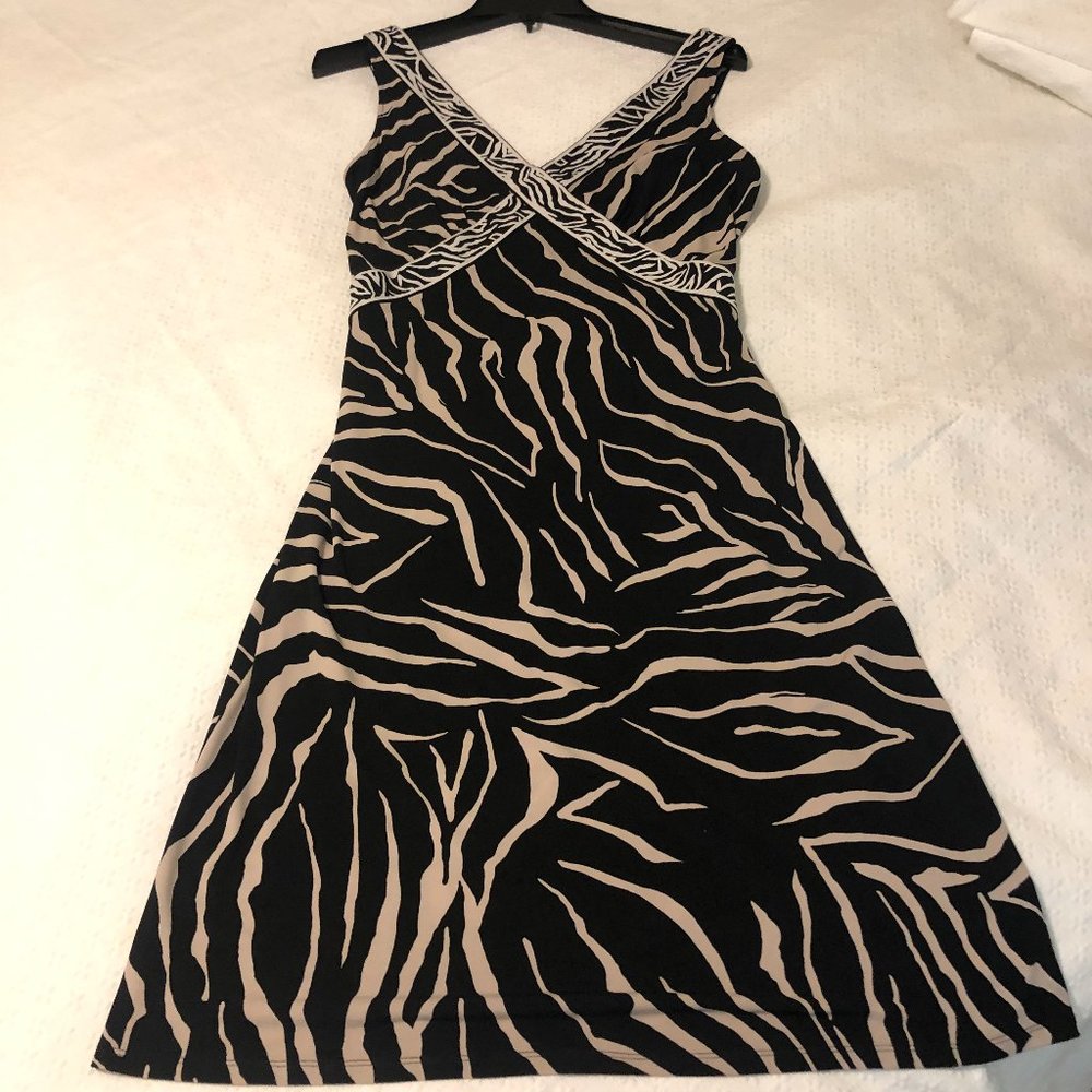 Size S Petite Tahari Animal print dress - zebra accents - like new